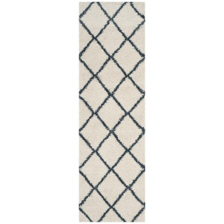 Safavieh Sgh-Hudson Shag Power Loomed Runner Rug; Ivory & Slate Blue - 2 ft. 3 in. x 10 ft. SGH281T-210